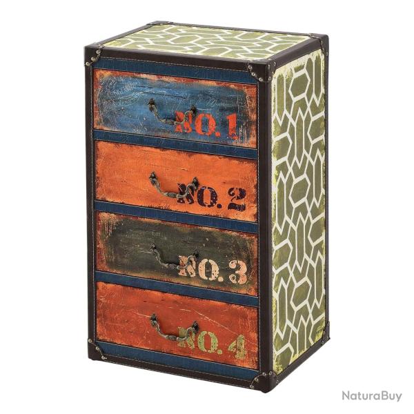 Commode design styl�e industriel meuble de rangement moderne pratique avec 4 tiroirs MDF synth�tiqu