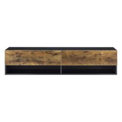 &Eacute;tag&egrave;re murale design &agrave; 2 portes meuble support tv rangement 140 cm noir ch&ecirc;ne fonc&eacute; 03_0005185