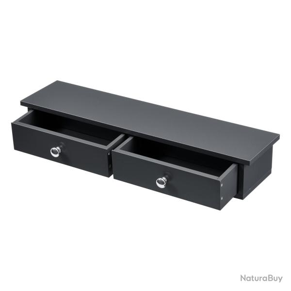 �tag�re murale styl�e avec 2 tiroirs meuble de rangement MDF 60 cm gris fonc� 03_0005193