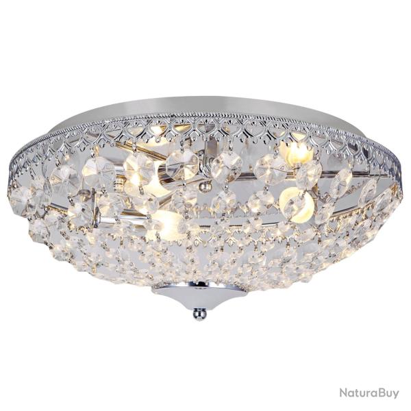 Plafonnier en cristal lampe de plafond aluminium cristal synth�tique m�tal 16 cm diam�tre 40 cm chr