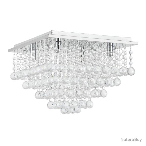 Plafonnier lampe de plafond aluminium cristal artistique 38 x 38 cm chrome et blanc 03_0003212