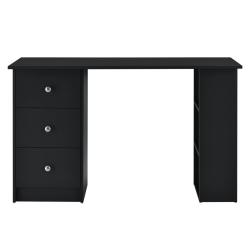 Bureau table poste de travail informatique avec 3 tiroirs bois m&eacute;lamin&eacute; 120 cm noir 03_0004713