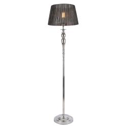 Lampadaire lampe sur pied m&eacute;tal et tissu chrome et gris 03_0002456