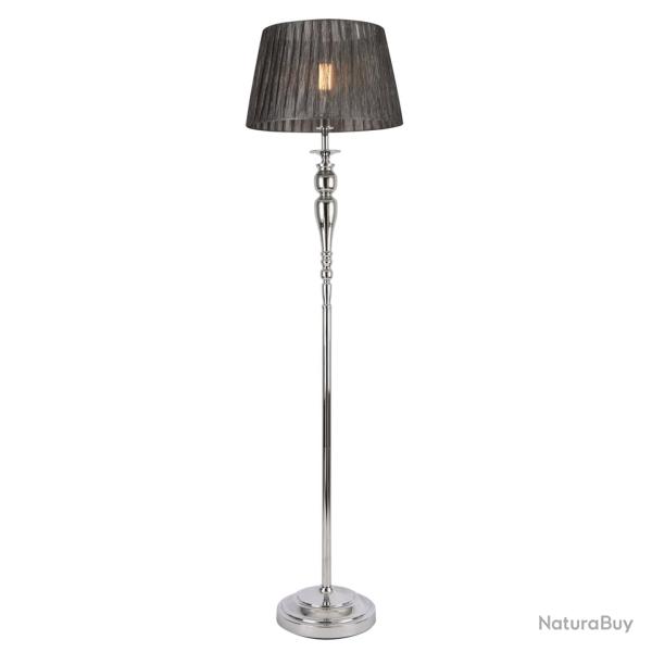 Lampadaire lampe sur pied m�tal et tissu chrome et gris 03_0002456
