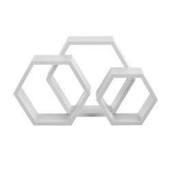Lot de 3 &eacute;tag&egrave;res murale design r&eacute;tro model blanc mat 03_0001754