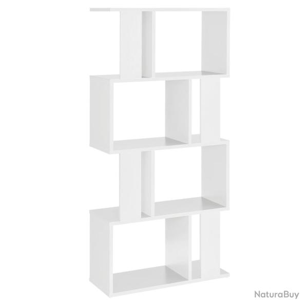 Biblioth�que pour salon meuble de rangement �tag�res MDF m�lamin� 130 cm blanc 03_0001073