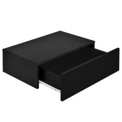 &Eacute;tag&egrave;re murale pour chambre &agrave; coucher avec 1 tiroir laqu&eacute; 46 cm noir 03_0001802