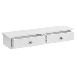 &Eacute;tag&egrave;re murale 2 tiroirs meuble de rangement &agrave; cl&eacute;s porte-cl&eacute;s MDF laqu&eacute; blanc 10 x 60 x 15 cm 03_0