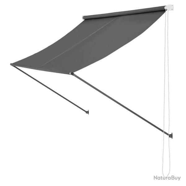 Brise-soleil pare-soleil auvent pour fixer au mur r�tractable armature en acier 200 x 120 cm gris 0