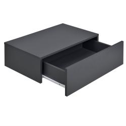 &Eacute;tag&egrave;re murale pour chambre &agrave; coucher avec 1 tiroir 46 cm gris fonc&eacute; 03_0001801