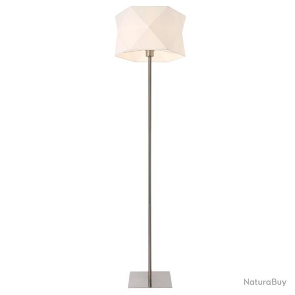 Lampadaire lampe � pied m�tal toile chrome 152 cm blanc 03_0002440