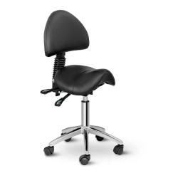 Fauteuil si&egrave;ge selle avec dossier fer chrom&eacute; synth&eacute;tique PVC noir 14_0003499