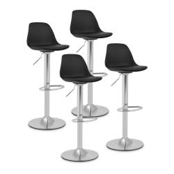 Lot de 4 tabourets de bar avec dossier socle chrom&eacute; noir 14_0003746