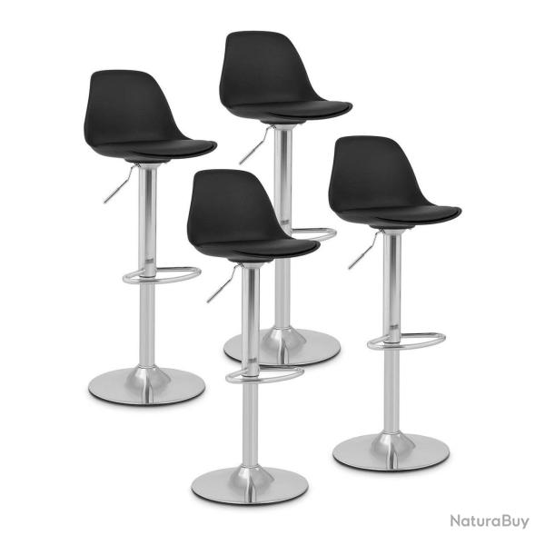 Lot de 4 tabourets de bar avec dossier socle chrom� noir 14_0003746