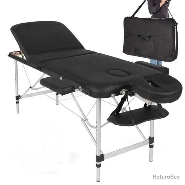 Table de massage pliable rembourrage �pais pliante 3 zones aluminium portable housse noir 08_0000451