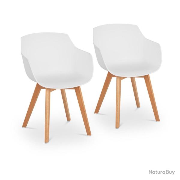Lot de 2 chaises salon salle � manger 150 kg max surface d'assise de 41 x 40 cm coloris blanc 14_00