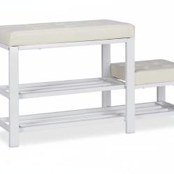 Banc d'entr&eacute;e meuble chaussure banquette tabouret 90,5 cm blanc 13_0000352_2