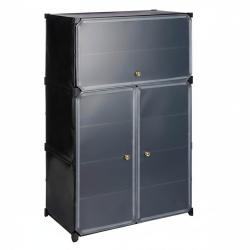 Armoire &agrave; chaussures en plastique &eacute;tag&egrave;re 6 casiers syst&egrave;me 24 paires noir 13_0000254_2