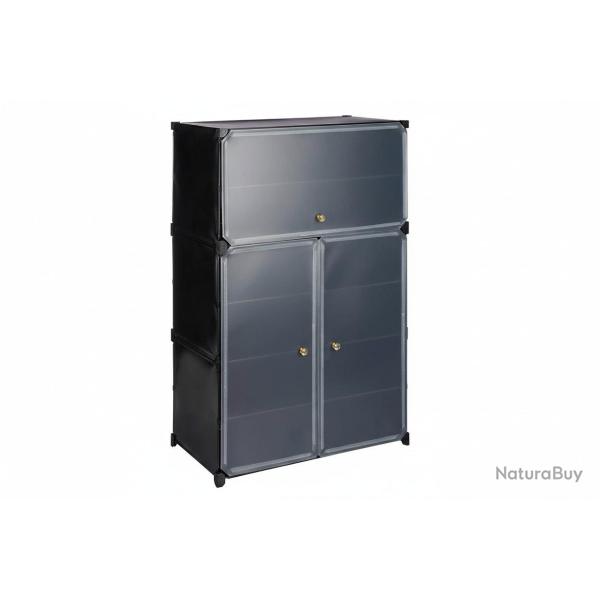 Armoire � chaussures en plastique �tag�re 6 casiers syst�me 24 paires noir 13_0000254_2