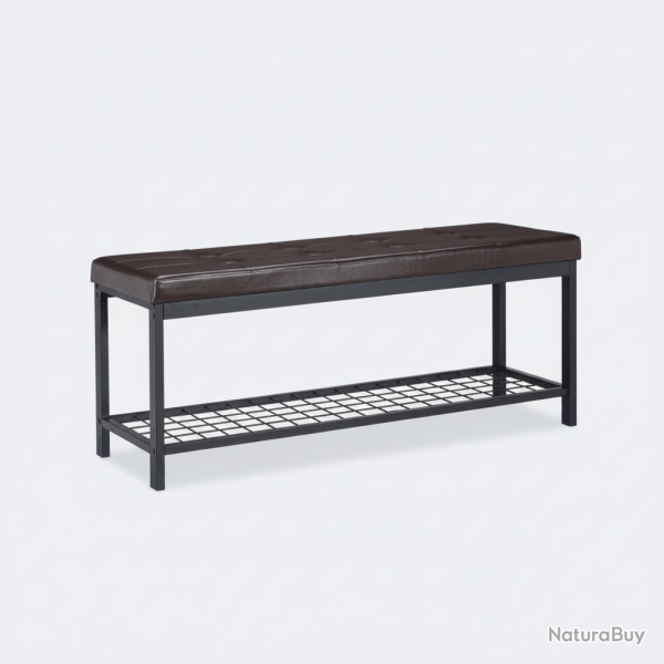 Banc banquette range chaussures ouvert synth�tique support grillage m�tal 115 cm marron 13_0000367_3