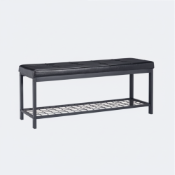 Banc banquette range chaussures ouvert synth&eacute;tique support grillage m&eacute;tal 115 cm noir 13_0000367_2