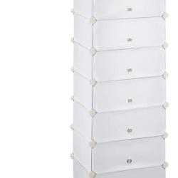 Meuble armoires chaussures casiers plastique modulable rangement 20 paires blanc 13_0001644_2