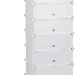 Armoire &eacute;tag&egrave;re meubles &agrave; chaussures rangement plastique chaussures modulable 12 paires blanc 13_00