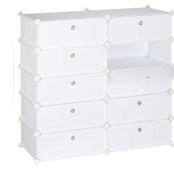 Meuble &agrave; chaussures &eacute;tag&egrave;re armoire rangement 10 casiers 20 paires 90 cm blanc 13_0001633_2
