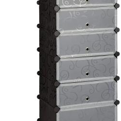 Armoire &eacute;tag&egrave;re meubles &agrave; chaussures rangement plastique chaussures modulable 12 paires noir 13_000
