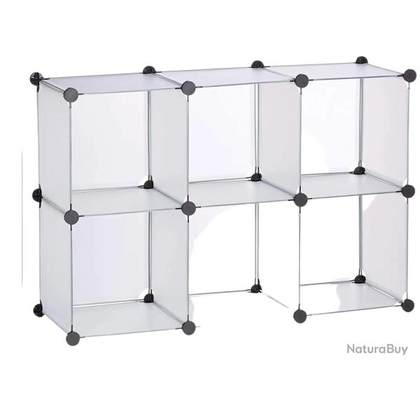 �tag�re rangement 6 casiers plastique modulable DIY assemblage plug in biblioth�que transparent 13_