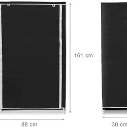 Meuble &eacute;tag&egrave;re armoire &agrave; chaussures tissu fermeture &eacute;clair 161 cm noir 13_0001642_3