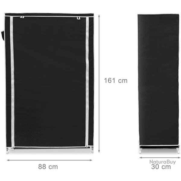 Meuble �tag�re armoire � chaussures tissu fermeture �clair 161 cm noir 13_0001642_3