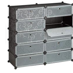 Meuble &agrave; chaussures &eacute;tag&egrave;re armoire rangement 10 casiers 20 paires 90 cm noir 13_0001633_3