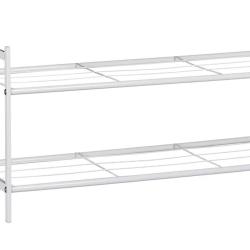 Meuble &agrave; chaussures &eacute;tag&egrave;re avec 2 &eacute;tages en m&eacute;ta 6 paires blanc 13_0001639_2