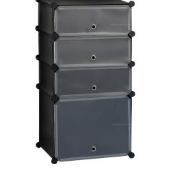 Meuble &agrave; chaussures &eacute;tag&egrave;re armoire avec 4 casiers 91 cm noir 13_0001635_2