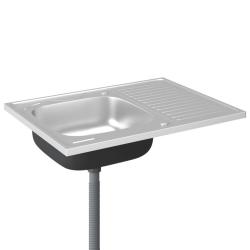 Jeu d'&eacute;vier de cuisine et &eacute;gouttoir argent&eacute; 80 x 60 cm acier inoxydable 02_0002428