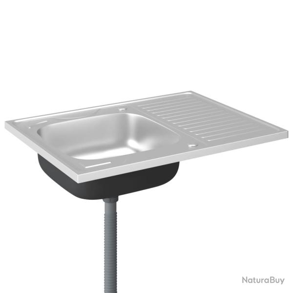 Jeu d'�vier de cuisine et �gouttoir argent� 80 x 60 cm acier inoxydable 02_0002428