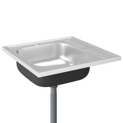 Jeu d'&eacute;vier de cuisine et &eacute;gouttoir argent&eacute; 60 x 60 cm acier inoxydable 02_0002426