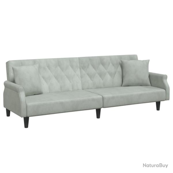 Canap�-lit avec accoudoirs 216 x 89 x 70 cm velours gris clair 02_0021014