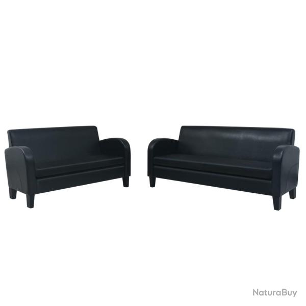 Ensemble de canap�s 2 pi�ces cuir synth�tique noir 02_0019090