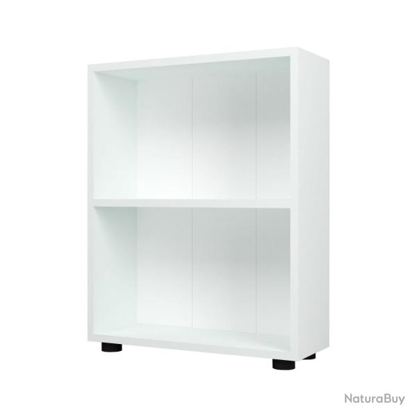 Biblioth�que design pour salon �tag�re style original � 2 niveaux 72 x 55 x 20 cm blanc 03_0006508
