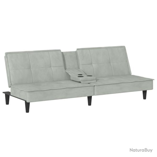 Canap�-lit avec porte-gobelets 200 x 89 x 70 cm velours gris clair 02_0019260