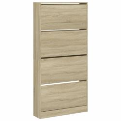 Armoire &agrave; chaussures range chaussures rangement meuble entr&eacute;e couloir salon 4 tiroirs rabattables s