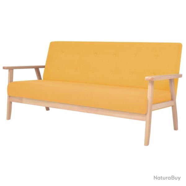 Ensemble de canap� 2 places de salon salle de s�jour maison int�rieur pi�ces tissu jaune 02_0020084