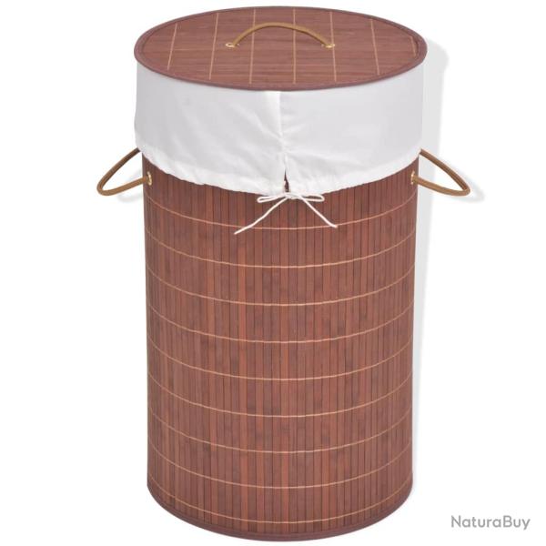 Panier � linge rond bambou 35 x 60 cm marron 02_0006142