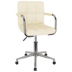 Chaise fauteuil si&egrave;ge pivotante de bureau informatique &eacute;tude tissu cr&egrave;me 02_0024098