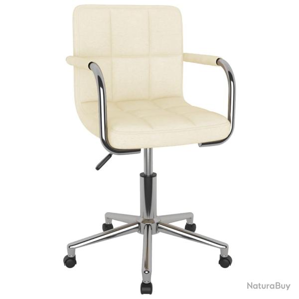 Chaise fauteuil si�ge pivotante de bureau informatique �tude tissu cr�me 02_0024098