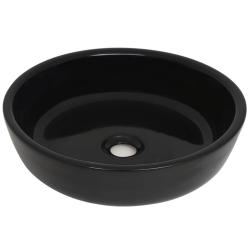 Lavabo vasque rond 42 x 12 cm c&eacute;ramique noir 02_0002540