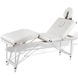 Table pliable de massage 4 zones au cadre inox blanc cr&egrave;me 02_0001877