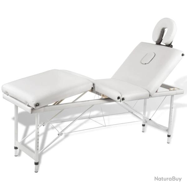 Table pliable de massage 4 zones au cadre inox blanc cr�me 02_0001877